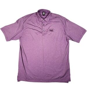 FJ Footjoy Golf Polo Shirt Mens XL Purple Striped Performance Stretch Logo